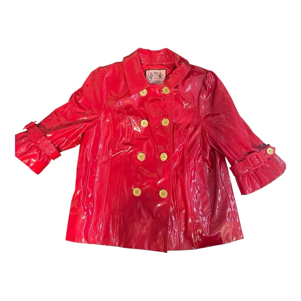 Juicy Couture Red Rain Jacket with Gold Buttons - Picture 2 of 15